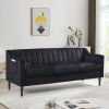 Modern Chesterfield sofa couch, Comfortable Upholstered sofa with Velvet Fabric and Wooden Frame and Wood Legs for Living Room/Bedroom/Office Black --