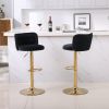Modern Barstools Bar Height, Swivel Velvet Bar Stool Counter Height Bar Chairs Adjustable Tufted Stool with Back& Footrest for Home Bar Kitchen Island