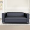 Black Faux Leather Sofa, Modern 3-Seater Sofas Couches for Living Room, Bedroom, Office, and Apartment with Solid Wood Frame