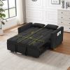 Modern Velvet Loveseat Futon Sofa Couch w/Pullout Bed, Small Love Seat Lounge Sofa w/Reclining Backrest, Toss Pillows, Pockets, Furniture for Living R