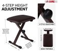5Core Portable Piano Keyboard Music X-Style Adjustable Padded Stool Chair Seat Bench Brown KBB 02 BR