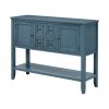 TREXM Cambridge Series Ample Storage Vintage Console Table with Four Small Drawers and Bottom Shelf for Living Rooms, Entrances and Kitchens (Light Na