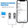 Lightning To USB3.0 Adapter; USB3.0 Camera Adapter Compatible With IPhone IPad; USB Adapter; With 2 USB3.0 And 1 Charging Port; No Application Require
