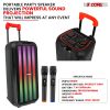 5 Core Bluetooth Speaker Karaoke Machine 8 Inch 2 Way Speaker Portable Singing PA System w Cool DJ Light Support FM + TWS + USB + Memory Card + AUX +