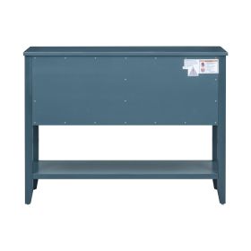 TREXM Cambridge Series Ample Storage Vintage Console Table with Four Small Drawers and Bottom Shelf for Living Rooms, Entrances and Kitchens (Light Na
