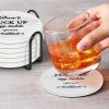 Coasters for Drinks Set of 6 with Holder(Black text style)