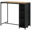Bar Table with Storage Rack Black 47.2"x23.6"x43.3" Poly Rattan