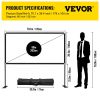 VEVOR Movie Screen with Stand 80inch Portable Projector Screen 16:9 4K HD Wide Angle Outdoor Projector Screen Stand Easy Assembly with Storage Bag for