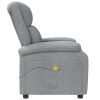 Massage Recliner Light Gray Fabric
