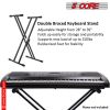 Adjustable Keyboard Stand with Gear Double X Keyboard Stand(Metal) with Locking Straps 5 Core KS 2X GEAR