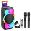 5 Core Bluetooth Speaker Karaoke Machine Portable Singing PA System w Cool DJ Light Support FM + TWS + USB + Memory Card+ AUX + REC Party Speakers Inc
