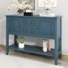 TREXM Cambridge Series Ample Storage Vintage Console Table with Four Small Drawers and Bottom Shelf for Living Rooms, Entrances and Kitchens (Light Na