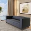 Black Faux Leather Sofa, Modern 3-Seater Sofas Couches for Living Room, Bedroom, Office, and Apartment with Solid Wood Frame