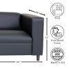 Black Faux Leather Sofa, Modern 3-Seater Sofas Couches for Living Room, Bedroom, Office, and Apartment with Solid Wood Frame