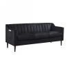Modern Chesterfield sofa couch, Comfortable Upholstered sofa with Velvet Fabric and Wooden Frame and Wood Legs for Living Room/Bedroom/Office Black --