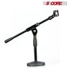 5 Core Mic Stand Height Adjustable 15.35 to 21.25" Short Desktop Stands w Telescopic Arm and Round Base Low Profile Small Mic Holder Ideal for Desk Re
