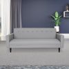Grey Faux Leather Sofa, Modern 3-Seater Sofas Couches for Living Room, Bedroom, Office, and Apartment with Solid Wood Frame