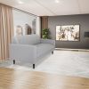 Grey Faux Leather Sofa, Modern 3-Seater Sofas Couches for Living Room, Bedroom, Office, and Apartment with Solid Wood Frame