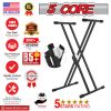 Adjustable Keyboard Stand with Gear Double X Keyboard Stand(Metal) with Locking Straps 5 Core KS 2X GEAR