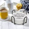 Coasters for Drinks Set of 6 with Holder(Black text style)