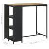 Bar Table with Storage Rack Black 47.2"x23.6"x43.3" Poly Rattan