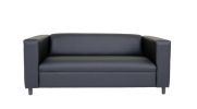 Black Faux Leather Sofa, Modern 3-Seater Sofas Couches for Living Room, Bedroom, Office, and Apartment with Solid Wood Frame