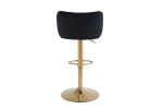 Modern Barstools Bar Height, Swivel Velvet Bar Stool Counter Height Bar Chairs Adjustable Tufted Stool with Back& Footrest for Home Bar Kitchen Island