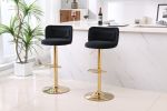 Modern Barstools Bar Height, Swivel Velvet Bar Stool Counter Height Bar Chairs Adjustable Tufted Stool with Back& Footrest for Home Bar Kitchen Island