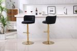 Modern Barstools Bar Height, Swivel Velvet Bar Stool Counter Height Bar Chairs Adjustable Tufted Stool with Back& Footrest for Home Bar Kitchen Island