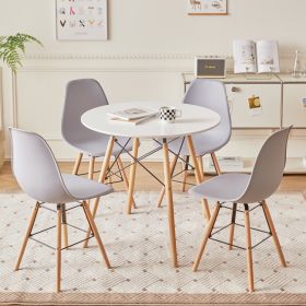 Ins Simple Dining Chair Set of 4pcs, Mid Century Modern Chair, Outdoor Indoor Shell PP Lounge Plastic Chair, Side Chair with Natural Wood Legs for Kit