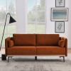 Modern Sofa 3-Seat Couch with Stainless Steel Trim and Metal Legs for Living Room, Orange