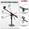 5 Core Mic Stand Height Adjustable 15.35 to 21.25" Short Desktop Stands w Telescopic Arm and Round Base Low Profile Small Mic Holder Ideal for Desk Re
