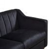 Modern Chesterfield sofa couch, Comfortable Upholstered sofa with Velvet Fabric and Wooden Frame and Wood Legs for Living Room/Bedroom/Office Black --