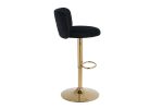 Modern Barstools Bar Height, Swivel Velvet Bar Stool Counter Height Bar Chairs Adjustable Tufted Stool with Back& Footrest for Home Bar Kitchen Island