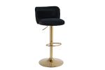 Modern Barstools Bar Height, Swivel Velvet Bar Stool Counter Height Bar Chairs Adjustable Tufted Stool with Back& Footrest for Home Bar Kitchen Island