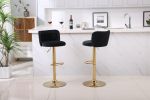 Modern Barstools Bar Height, Swivel Velvet Bar Stool Counter Height Bar Chairs Adjustable Tufted Stool with Back& Footrest for Home Bar Kitchen Island
