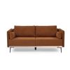 Modern Sofa 3-Seat Couch with Stainless Steel Trim and Metal Legs for Living Room, Orange