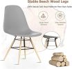 Ins Simple Dining Chair Set of 4pcs, Mid Century Modern Chair, Outdoor Indoor Shell PP Lounge Plastic Chair, Side Chair with Natural Wood Legs for Kit