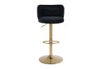 Modern Barstools Bar Height, Swivel Velvet Bar Stool Counter Height Bar Chairs Adjustable Tufted Stool with Back& Footrest for Home Bar Kitchen Island