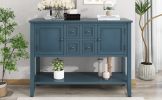 TREXM Cambridge Series Ample Storage Vintage Console Table with Four Small Drawers and Bottom Shelf for Living Rooms, Entrances and Kitchens (Light Na