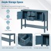 TREXM Cambridge Series Ample Storage Vintage Console Table with Four Small Drawers and Bottom Shelf for Living Rooms, Entrances and Kitchens (Light Na
