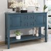 TREXM Cambridge Series Ample Storage Vintage Console Table with Four Small Drawers and Bottom Shelf for Living Rooms, Entrances and Kitchens (Light Na