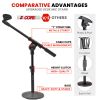 5 Core Mic Stand Height Adjustable 15.35 to 21.25" Short Desktop Stands w Telescopic Arm and Round Base Low Profile Small Mic Holder Ideal for Desk Re