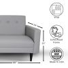 Grey Faux Leather Sofa, Modern 3-Seater Sofas Couches for Living Room, Bedroom, Office, and Apartment with Solid Wood Frame
