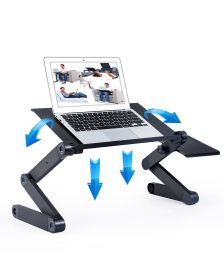 Adjustable Laptop Stand, RAINBEAN Laptop Desk with 2 CPU Cooling USB Fans for Bed Aluminum Lap Workstation Desk with Mouse Pad, Foldable Cook Book Sta
