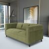 Green Faux Leather Sofa, Modern 3-Seater Sofas Couches for Living Room, Bedroom, Office, and Apartment with Solid Wood Frame