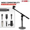 5 Core Mic Stand Height Adjustable 15.35 to 21.25" Short Desktop Stands w Telescopic Arm and Round Base Low Profile Small Mic Holder Ideal for Desk Re