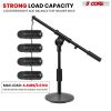5 Core Mic Stand Height Adjustable 15.35 to 21.25" Short Desktop Stands w Telescopic Arm and Round Base Low Profile Small Mic Holder Ideal for Desk Re