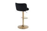Modern Barstools Bar Height, Swivel Velvet Bar Stool Counter Height Bar Chairs Adjustable Tufted Stool with Back& Footrest for Home Bar Kitchen Island