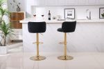 Modern Barstools Bar Height, Swivel Velvet Bar Stool Counter Height Bar Chairs Adjustable Tufted Stool with Back& Footrest for Home Bar Kitchen Island